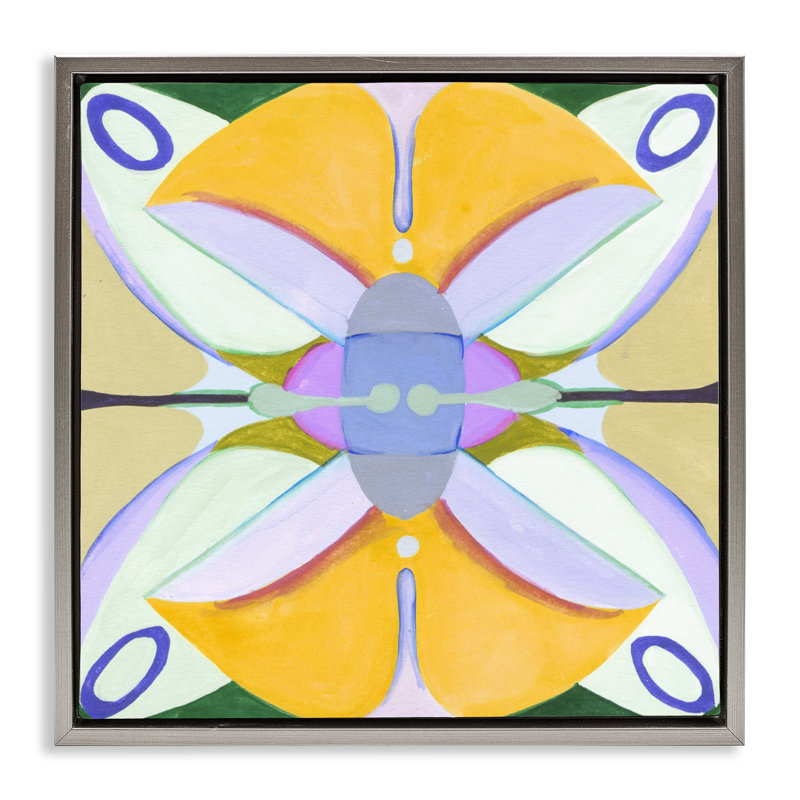 Cadre flottant Warm Revival Kaleidoscope, design par Melissa Wang, H 18 po x l 18 po, Cadre flottant gris lustré