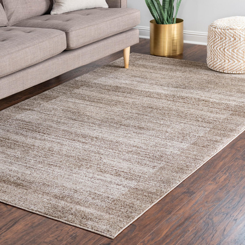 Tapis uni / rayé brun clair Desdemona, Rectangle 4 pi x 6 pi