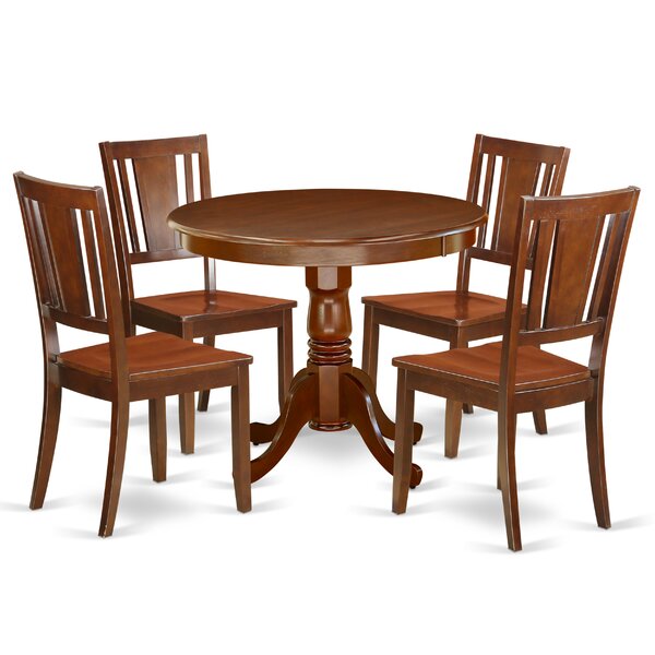 Alcott Hill® Jannie 5 - Piece Rubberwood Pedestal Dining Set | Wayfair