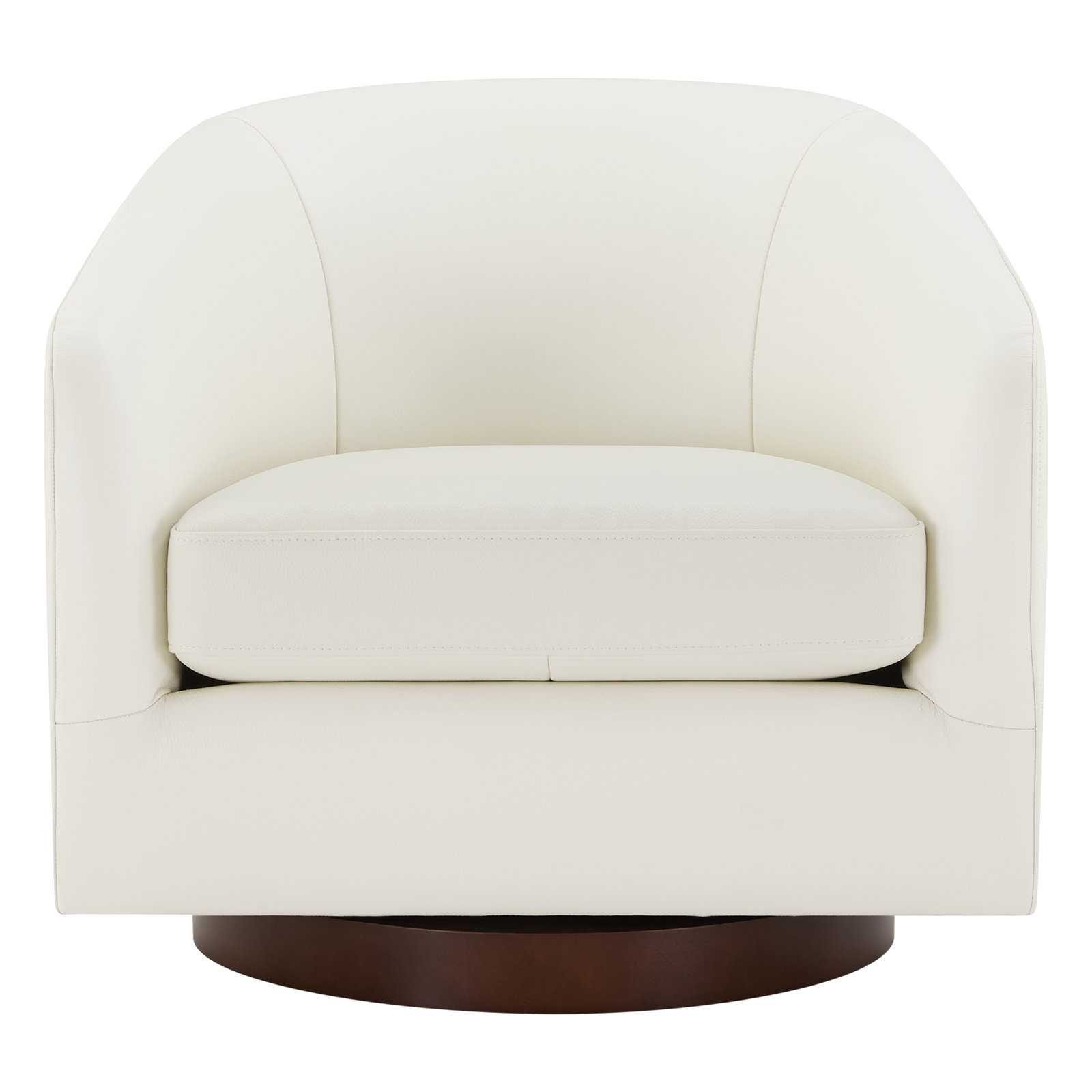 Bennett Genuine Leather Swivel Barrel Chair, Beige