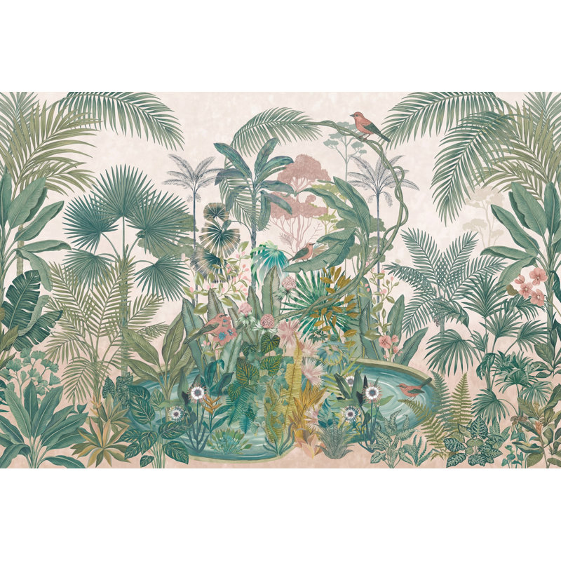 Papier peint tropical amovible Jungle botanique, Texturé non collé, 160 po x 108 po