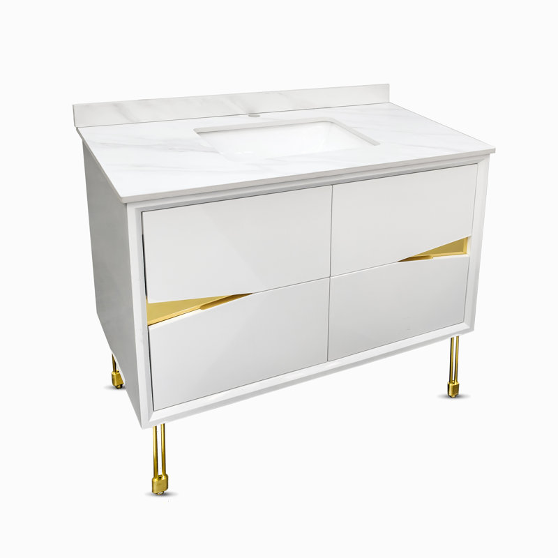 Khadijah 39.5'' Single Bathroom Vanity with Cultured Marble Top