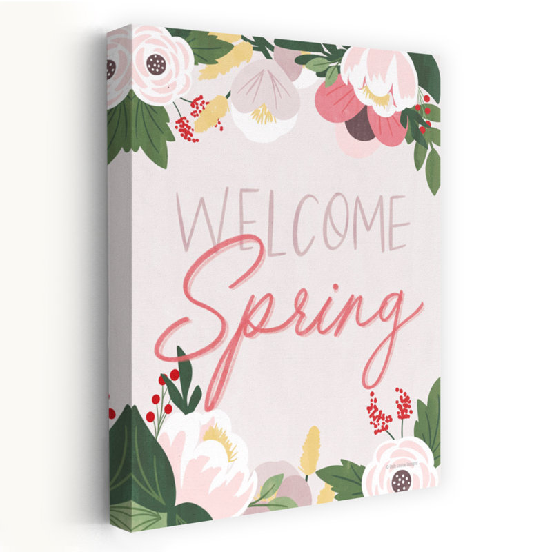«Welcome Spring», art floral printanier contemporain, H 48 po x l 32 po