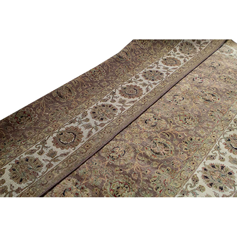 Tapis brun et ivoire de haute qualité noué à la main