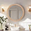 Miroir rond rond avec cadre en bois avec détail nervuré, 23,62 po-1897369506-1897369505