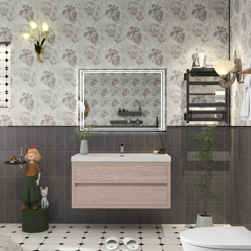 Meuble-lavabo simple 41,5 po avec plateau Futral, Bois rose