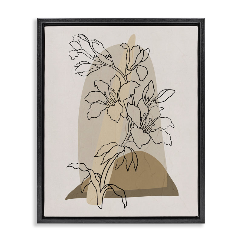 «Boho Lily Impression» par Regina Moore, Cadre flottant noir de jais, H 21 po x l 17 po