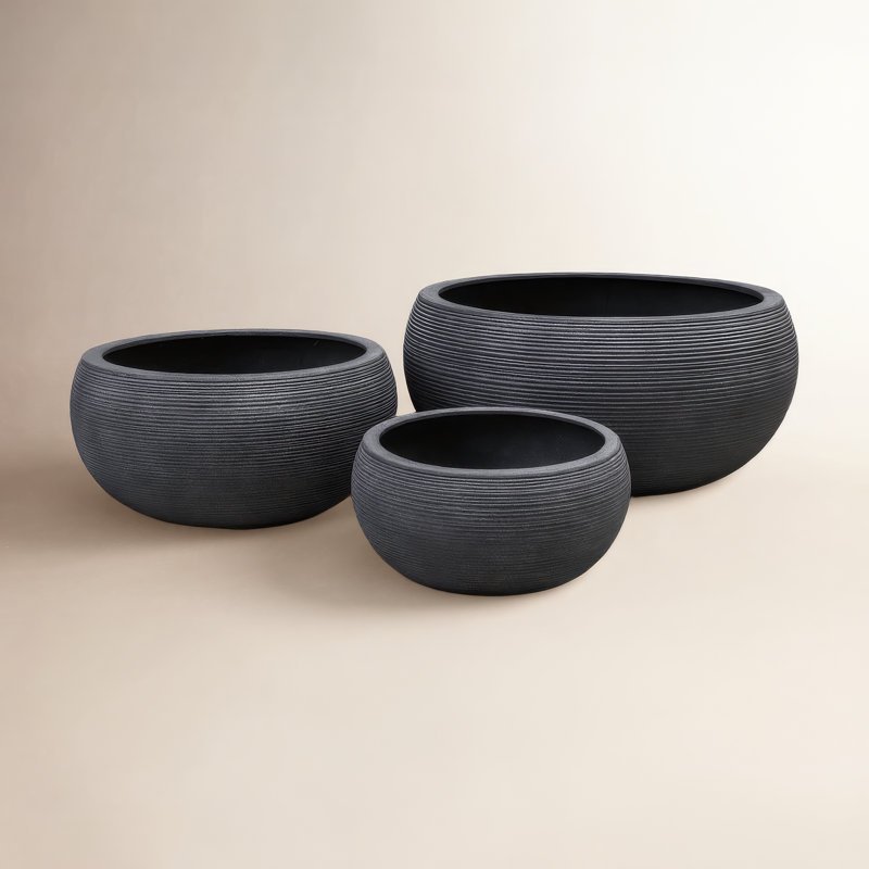 Pot à fleurs en fibre d'argile Exton, H 10 po x l 21,75 po x P 21,75 po, Plomb clair