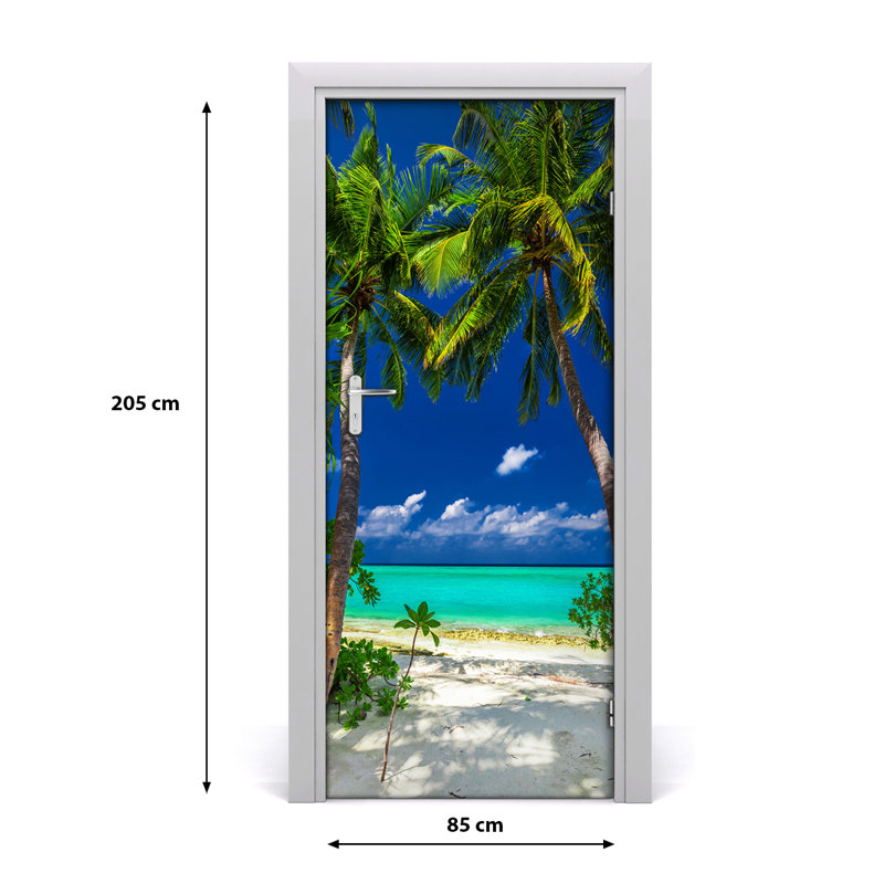 Tropical Beach Door Decal