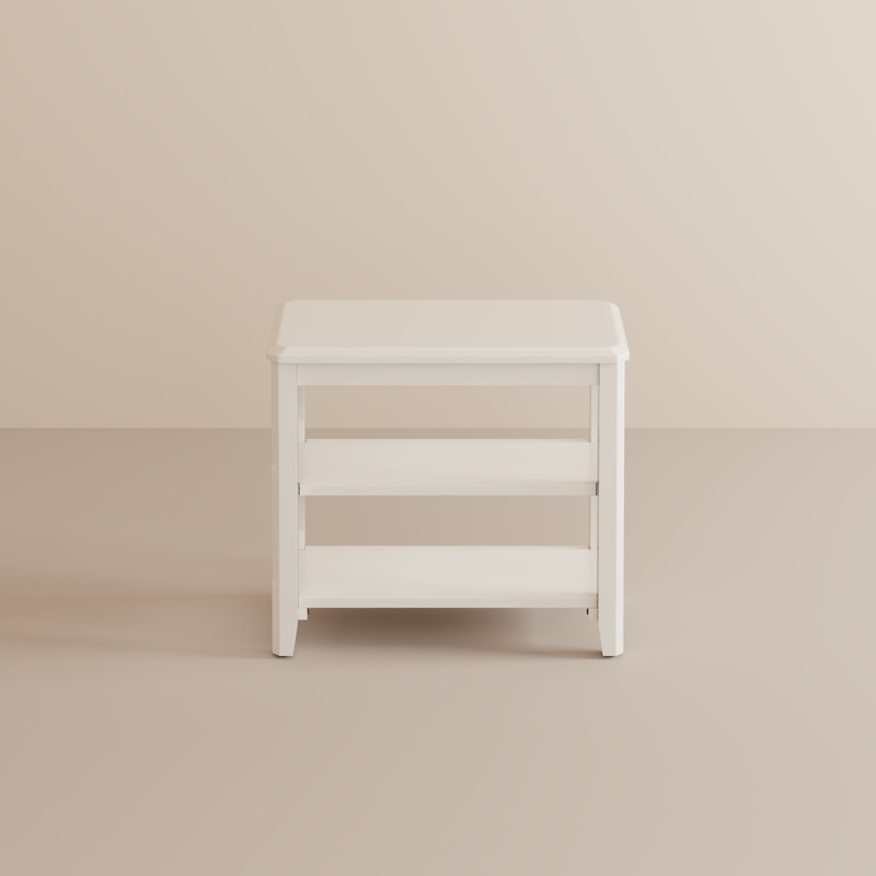  Solid Wood Shoe Bench with 2-Tier Open Shelving – Entryway Furniture, 23.62″ W x 11.81″ D x 20.47″ H, White