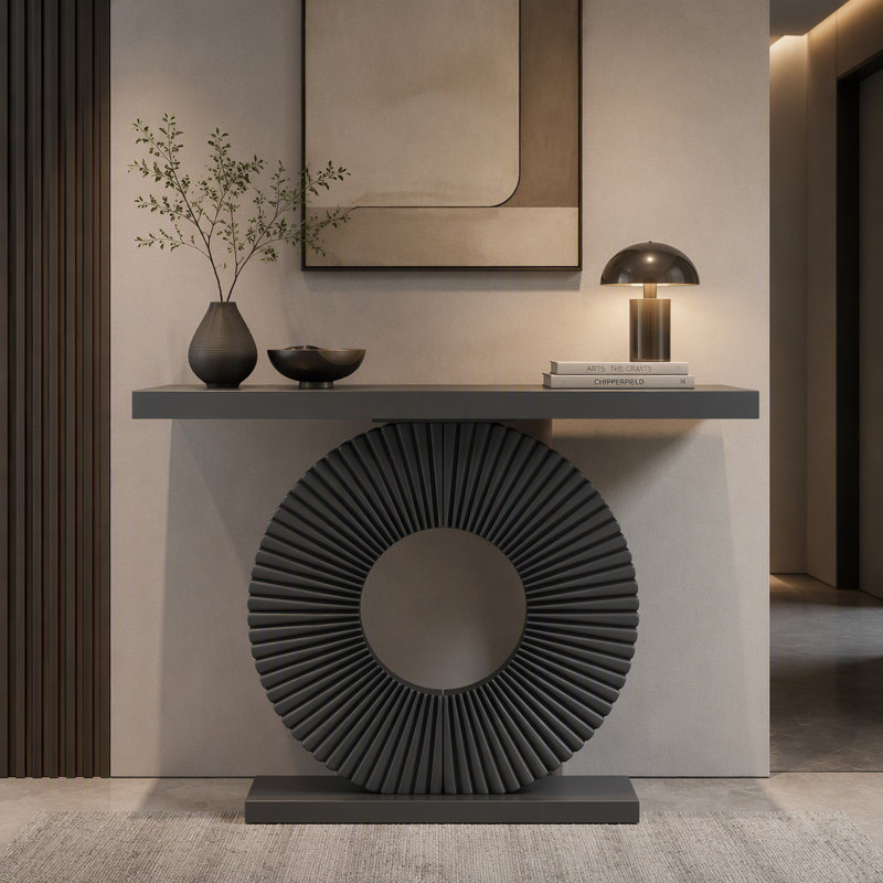 Canapé moderne en bois avec base géométrique, Noir