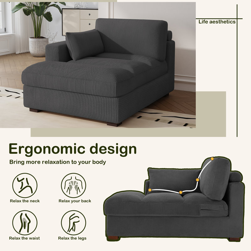 Bentura Chaise Lounge, Left Hand Facing, Grey
