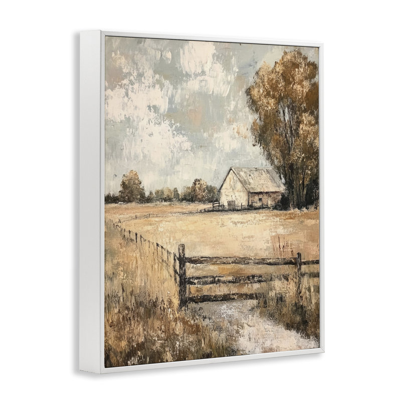 Giclée encadrée, vue de ferme, par Petal Prints Design, H 30 po x l 24 po, Estampe numérique encadrée blanc bord de mer