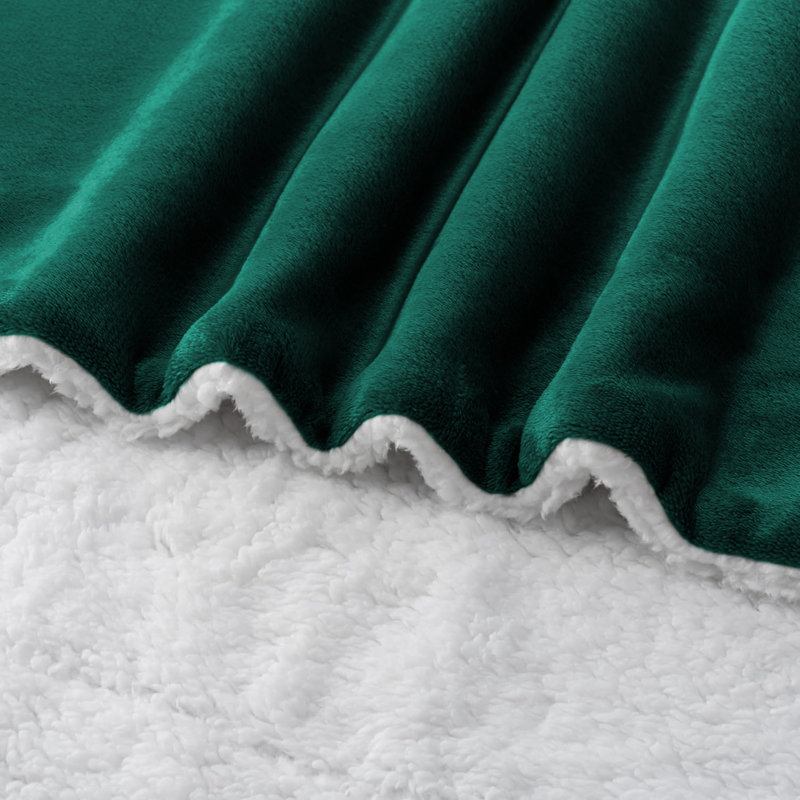 Joyan Extra Soft Sherpa Fleece Dual Sided Blanket, Super King, Green