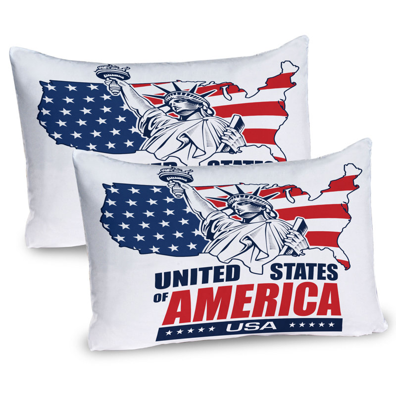 Ensemble de 2 taies décoratives américaines Ambesonne Vermillon Liberty NYC USA, H 20 po x l 36 po