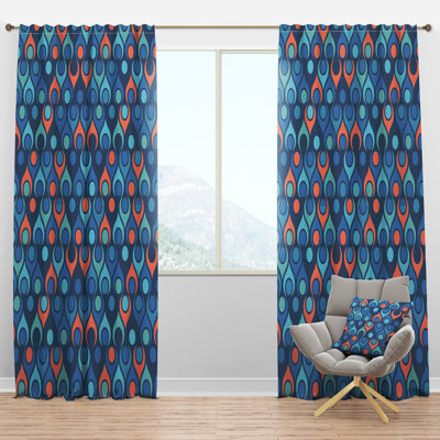 Retro Abstract Drops I - Mid-Century Curtain - Velvet Room darkening - 1 panel