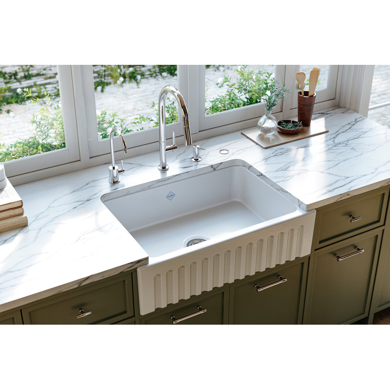 24" Bowland Single Bowl Apron Front Fireclay Kitchen Sink