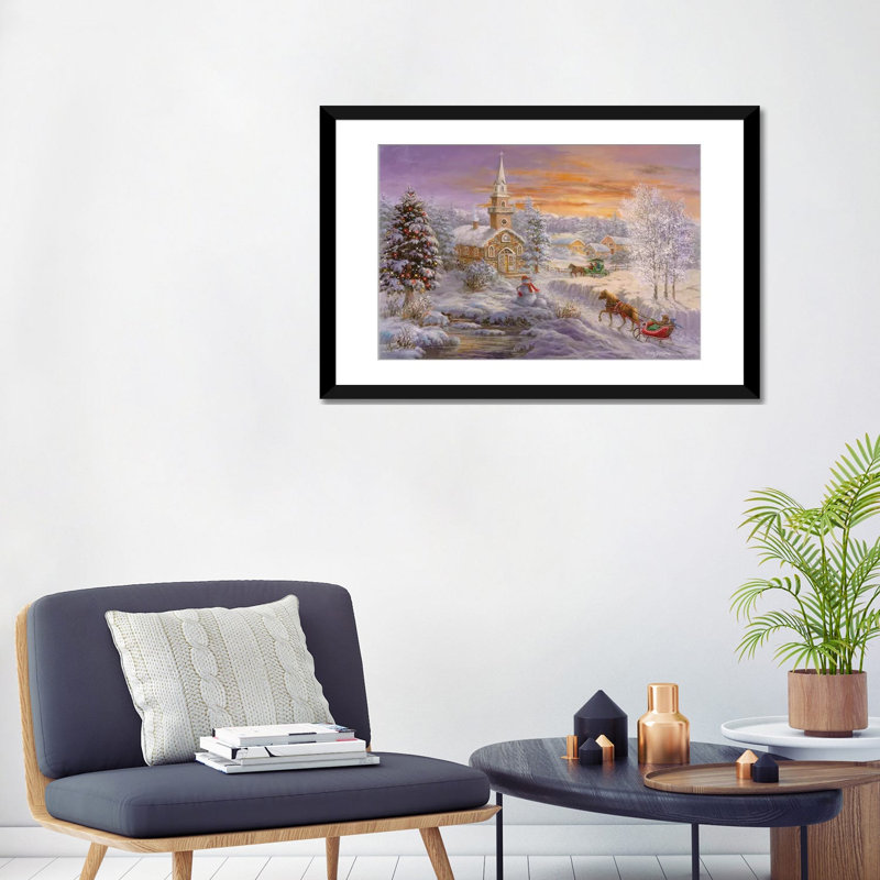 «Holiday Woration», reproduction d'art sur toile, H 16 po x l 24 po x P 1 po, Papier d'art encadré noir, Blanc