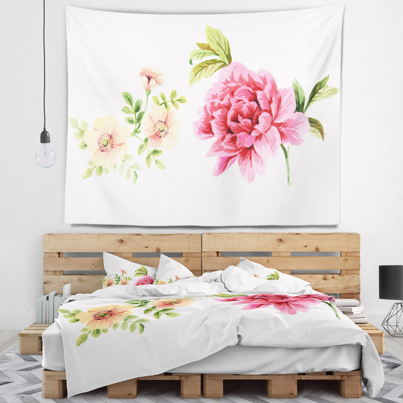 Tapisserie rose et orange Floral, H 50 po x l 60 po