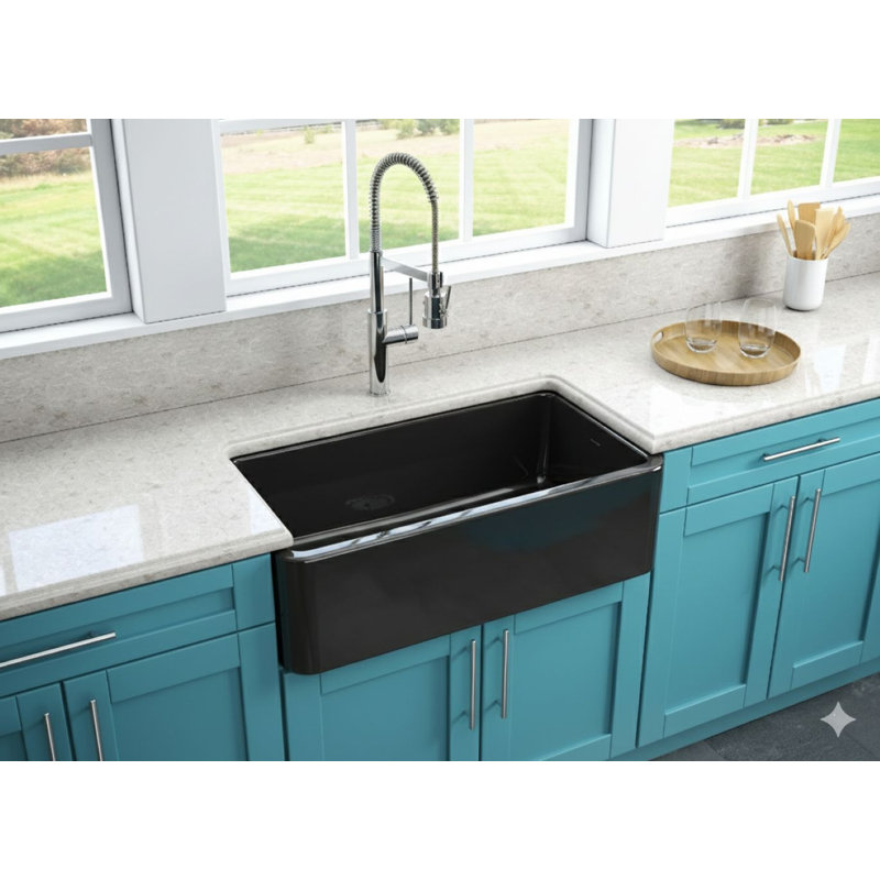 33" L x 18" W Farmhouse Kitchen Sink, Black