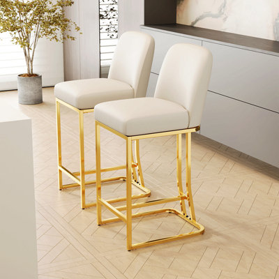 Ensemble de 2 chaises de bar de style moderne avec une conception simple, des tabourets hauts confortables au design créatif et des chaises de salle à manger flexibles