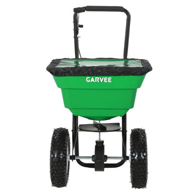 Heavy Duty Tow Behind Broadcast Spreader for Lawn & Garden 130LBS Capacity 30 Adjustable Settings Global Hitch 9.8ft Spreading Width Fertilizer, Seed, Salt & Ice Melt Powder-Coated Steel 125L green