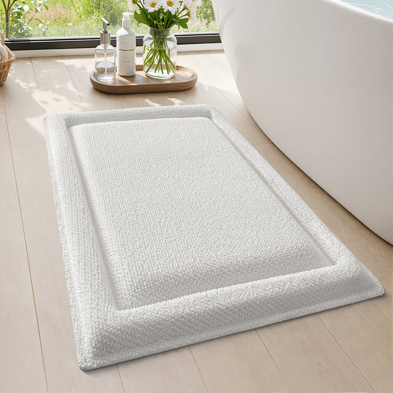 Tapis pour salle de bain en mousse viscoélastique blanche antidérapante 16 po x 24 po, Simple - l 16 po x L 24 po, Blanc