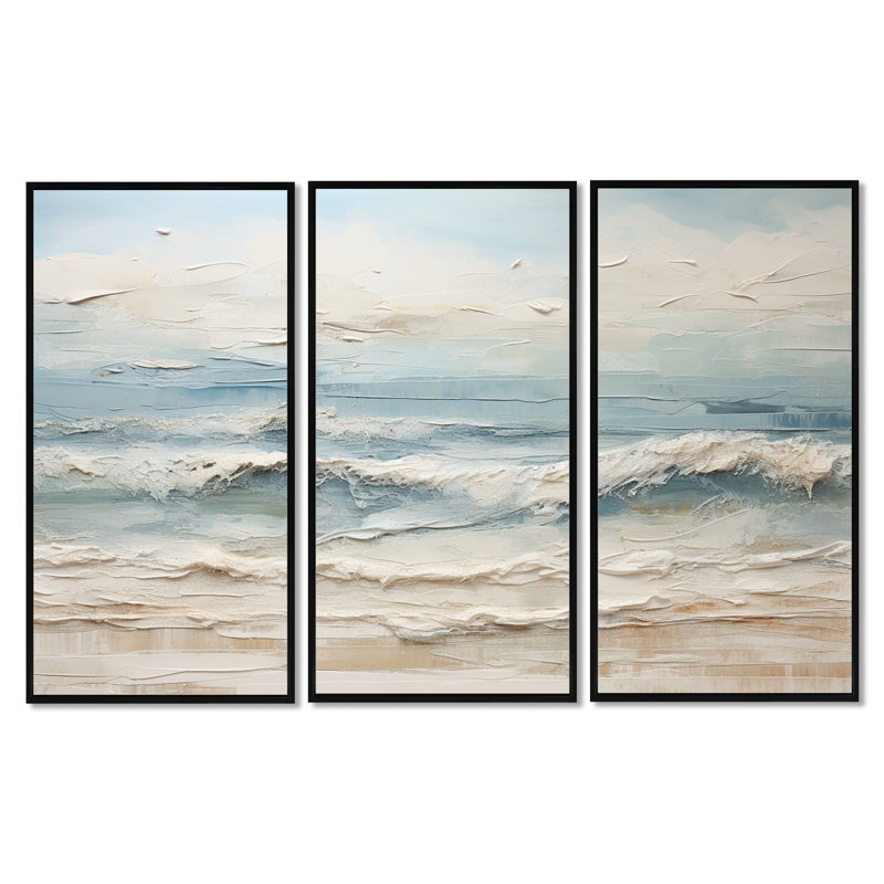 Robitaille - Beach Wall Art Set, Black Floater Framed, 32" H x 48" W x 1" D