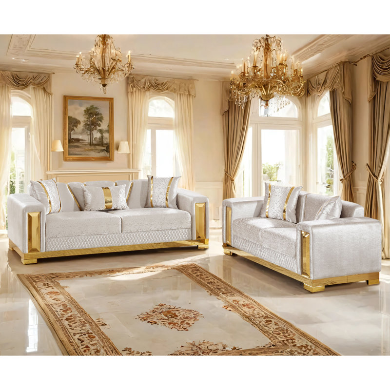 Ensemble de canapé 2 pièces Milthon, Beige