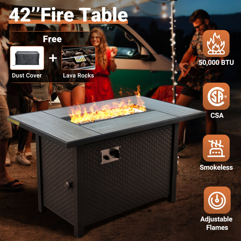 Emroy 6 - Person Outdoor Wicker Sectional Seating Group with Lighted Coffee Table and Swivel Chairs, All Weather Modular Rattan Conversation Set with Cushions