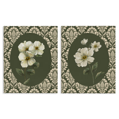 Fancy Lace White Florals 2pc Canvas Set, design by Nan