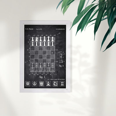 «Chess Game and Method 2000 Chalkboard», reproduction d'art encadrée