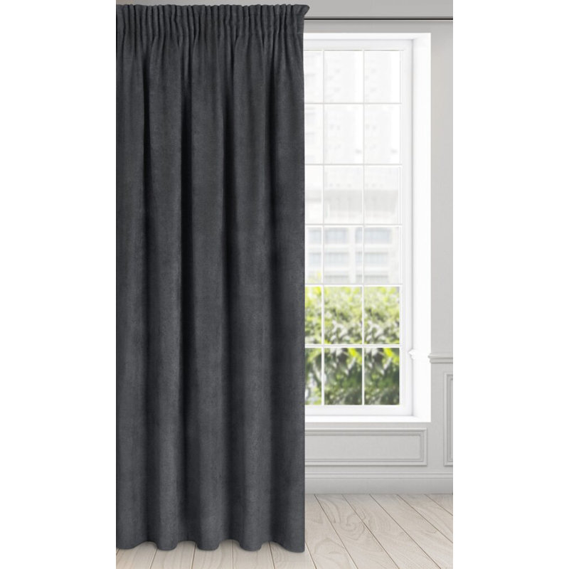 Amaya Polyester Standard Eyelet Curtain Panel, Dark grey