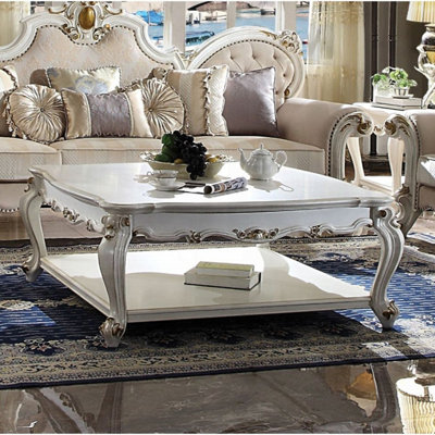 Table basse l 47,40 po, perle antique