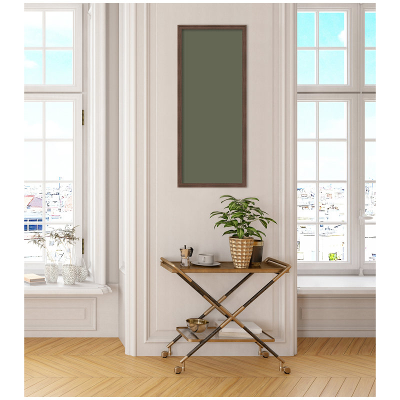 Tableau d'affichage en lin encadré en tissu, Vert, H 42 po x l 18 po x P 1,25 po, Brun moyen Florence