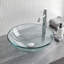 Lavabo de salle de bain rond de type vasque en verre titane de L 17 po l 6 po Giovanni-100503761