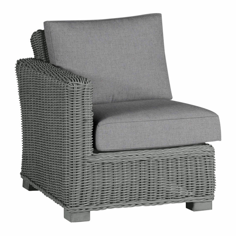 Canapé modulaire d'extérieur en résine tressée rustique N-Dura, Gris ardoise, Welt, Verona brume