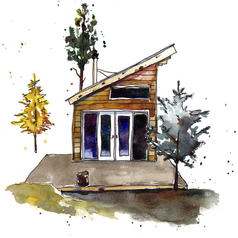 Rad Cabin IV by Paul McCreery - Wrapped Canvas Painting, 91cm H x 91cm W