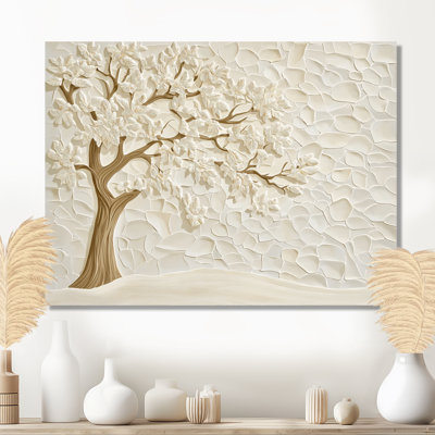 Arbre d'hiver beige dans le vent I - arbre, noisette, art mural, salon