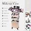 Trousse de maquillage professionnelle sur roulettes avec roulettes, trousse de maquillage 5-en-1. Cristal doré