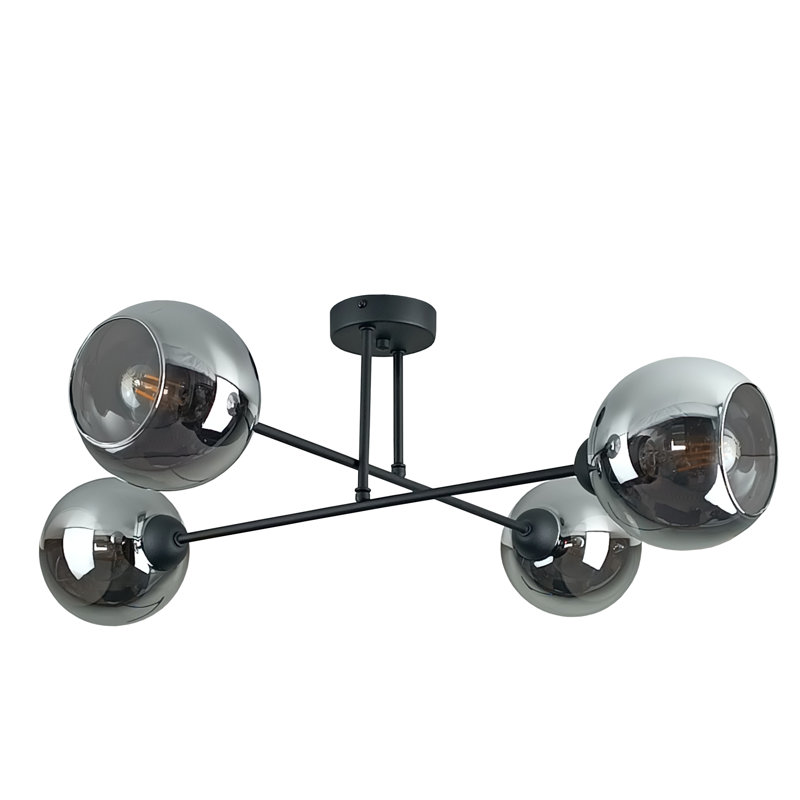 Archimedes Glass Semi Flush Mount, Smoky