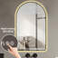 Miroir de salle de bain moderne à DEL arqué de 32 po x 60 po avec temps et température, rétroéclairage, brouillard, 3 lumières à intensité variable, cadre noir pour salle de bain au-dessus du lavabo, fonction de température, lumières réglables,