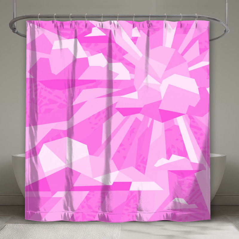 Rideaux de douche géométriques Sunburst Clouds, L 70 po x H 93 po, Rose moyen / rose clair