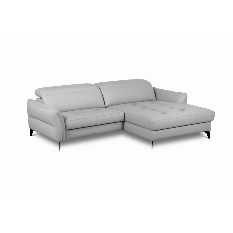 Manchester Leather Corner Sofabed with Adjustable Headrests and Storage, Right Hand Facing, Grey