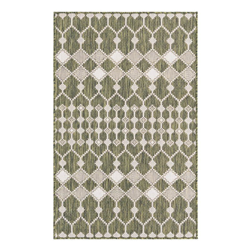 Green Traliccio Indoor/Outdoor Trellis Rug, Rectangle 3' x 5'3"