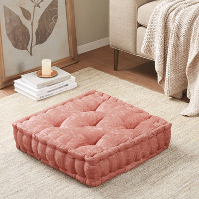 1 pièce Coussin de sol carré en chenille de polyester
