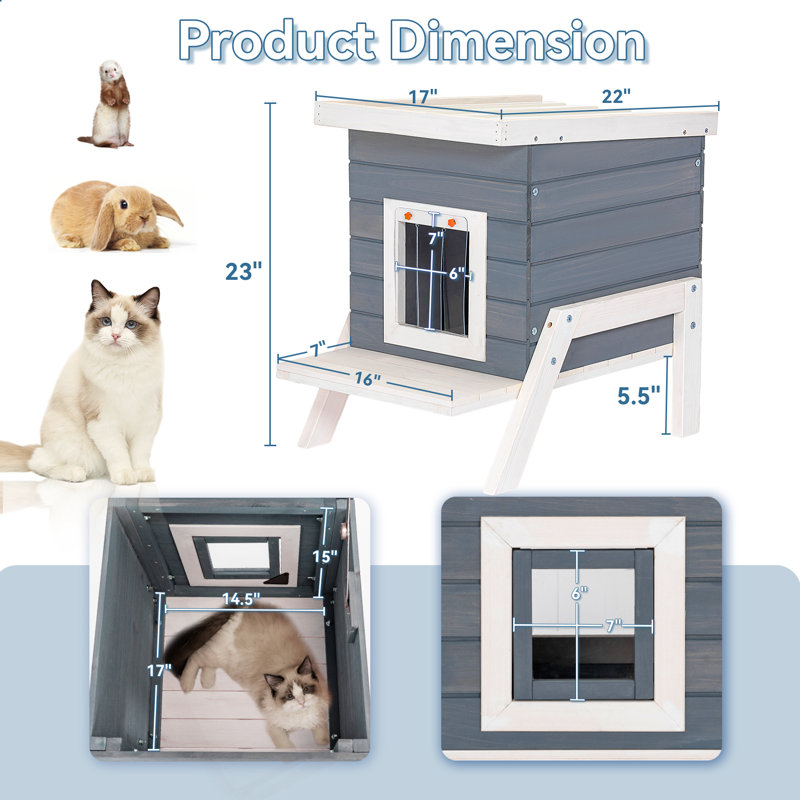 Eyuel Cat House, Gray/White