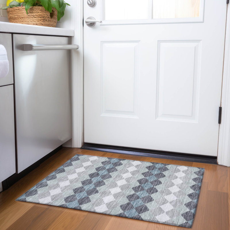 Tapis géométrique lavable à la machine de qualité supérieure AMF1007, Rectangle 1 pi 8 po x 2 pi 6 po