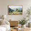 Tableau sur toile représentant une cabane de montagne dans un paysage de forêt de pins-908289888