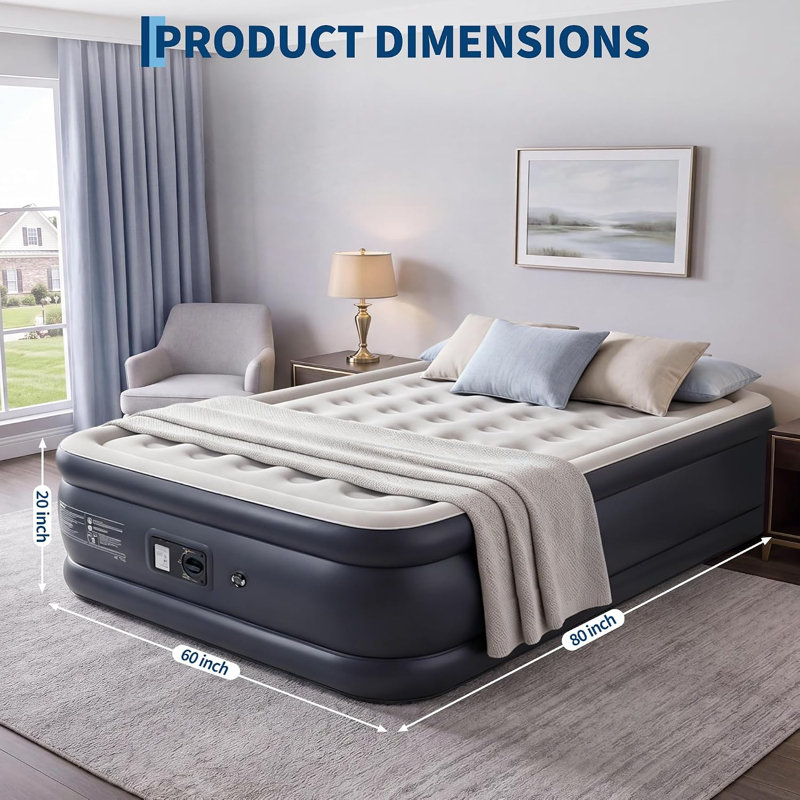 Grand matelas gonflable pour camping avec pompe intégrée, installation rapide en 3 minutes, Grand lit